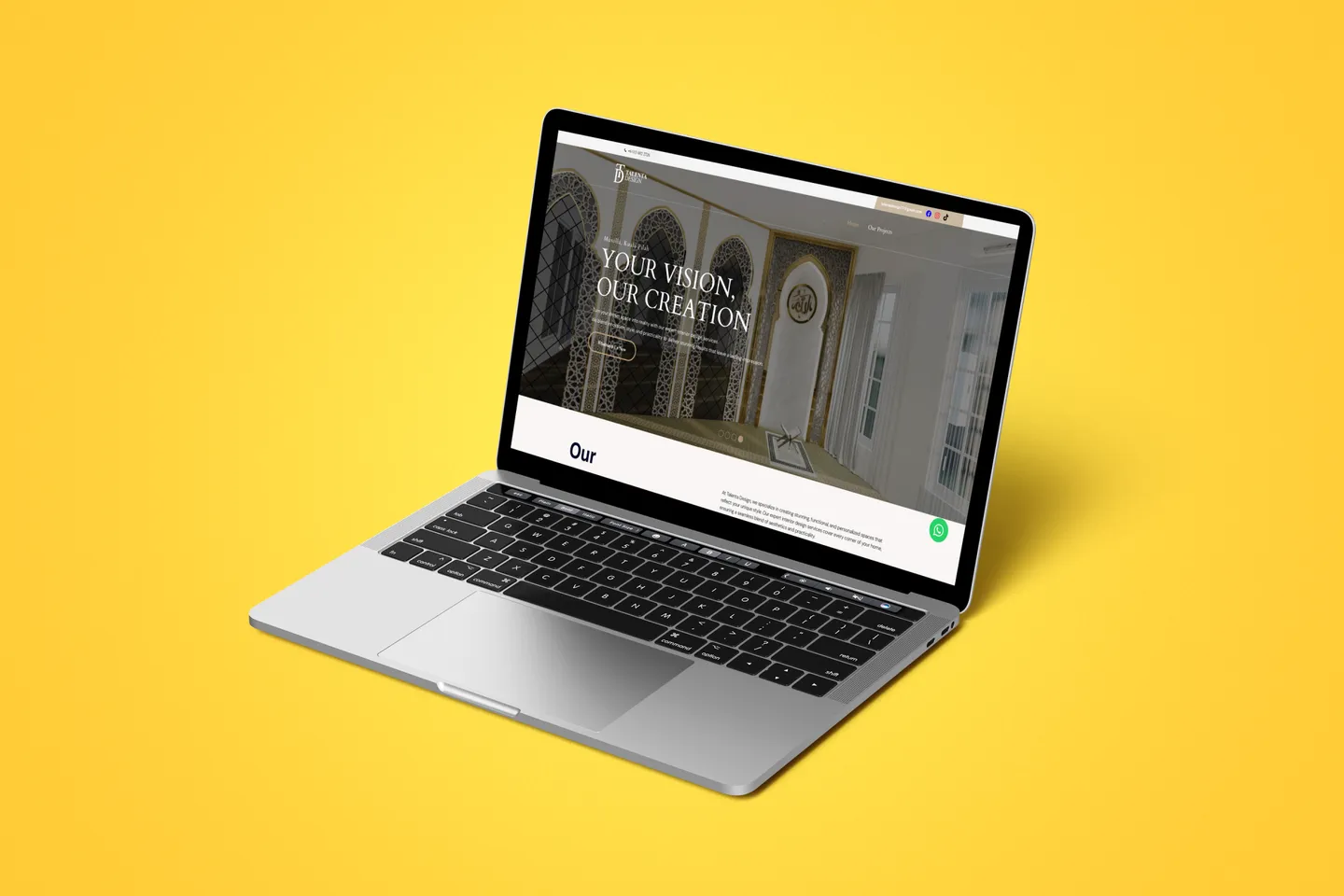 Talenta Design interior design WordPress website mockup